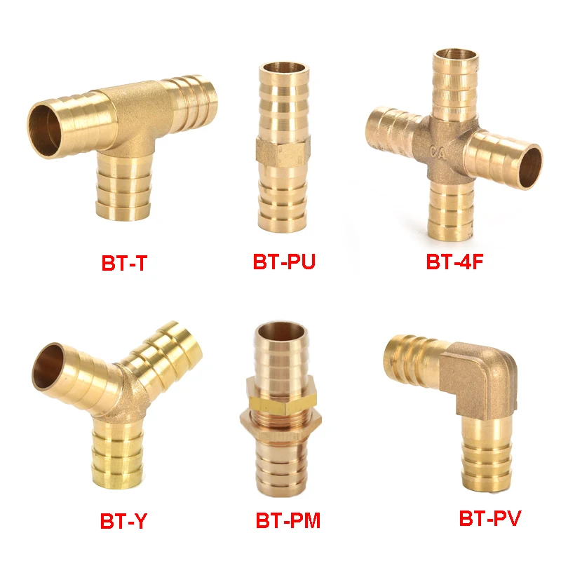 Brass Fitting Copper Pagoda Connector Pipe Fittings 2 3 4 Way Straight L Tee Y Cross 4/6/8/10/12/16/19mm For Gas Water Tube