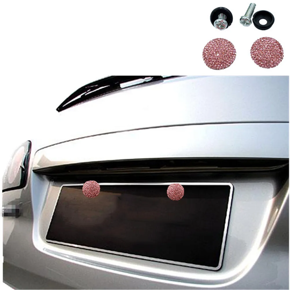 

Rhinestone License Plate Screws Nuts Bolts For Vehicle Decorative Fasteners Anti-Theft Car Truck Accessories Pink Color