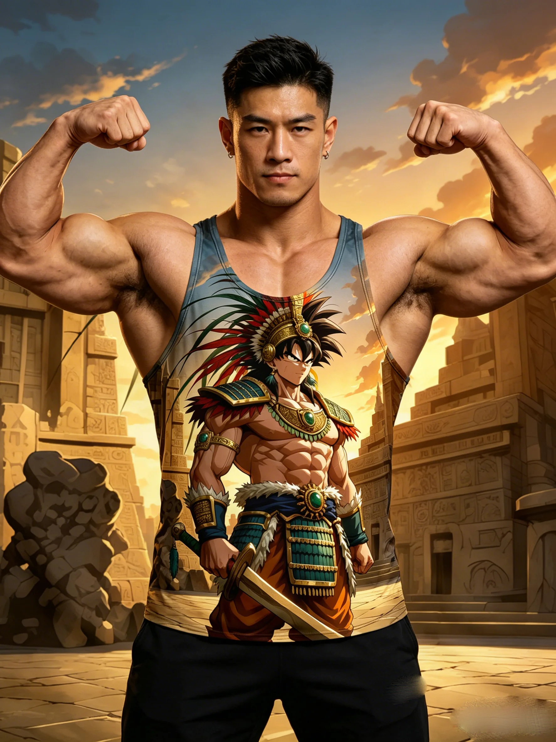 Débardeur de fitness 3D imprimé Dragon Ball Goku pour homme, nouvelle collection 2026, haut de sport japonais Saiyan à séchage rapide pour entraînement musculaire (Goku Mexicano)