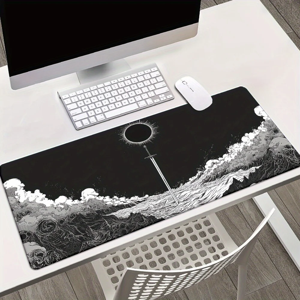 

Ukiyo-e eclipse and samurai sword Mouse Pad Desk mat Gaming mats rubber anti-slip Durable desk accessories Keyboard desktop pads