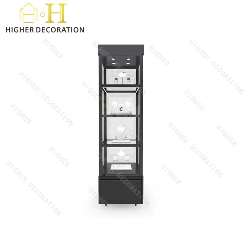 custom.Customized Retail Store Aluminum Glass Sliding Door Display Cabinet Full Showcase with Led Lighting ForJewelry Sho
