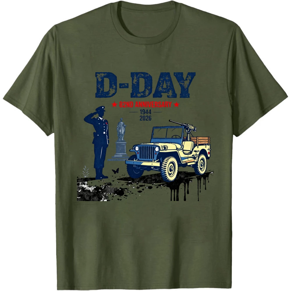 D-Day The Normandy Landings The Battle of Omaha Beach 82nd Anniversary Commemoration T Shirt Men Clothes Summer Short-sleeved view 4