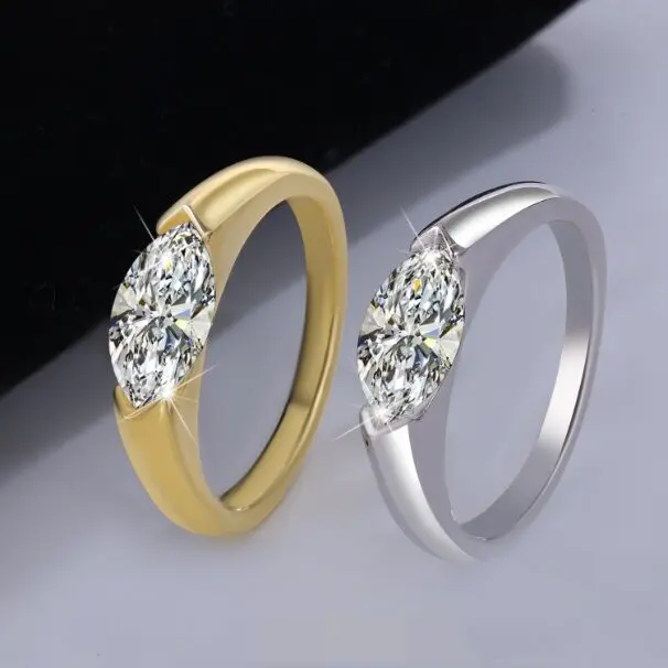 Universe Rotatable Design Gemstone 1.0CT Marquise Cut D VVS Moissanite Diamond Rings For Women