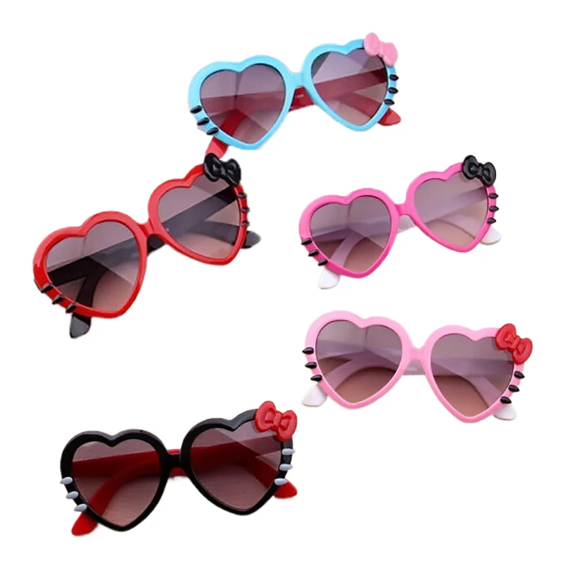 Hello Kitty Heart Sunglasses Sanrio Kawaii Cute Bowknot Glasses Girls UV Protection Sunglas For Kids Catoon Fashion Toys Gift