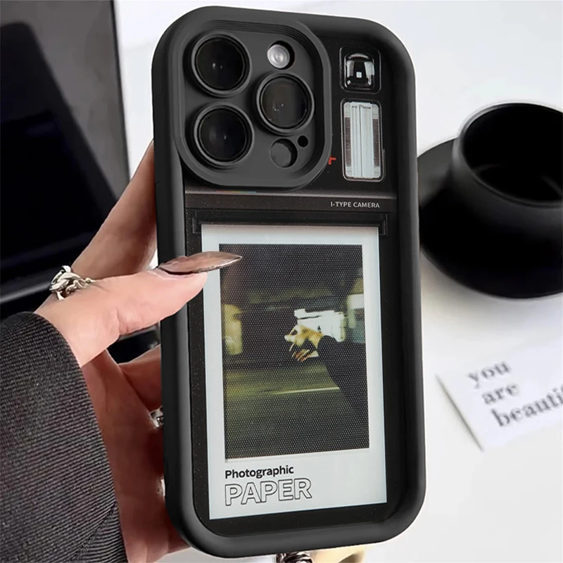Y2k Imitation Polaroid Camera Design Case for iPhone 17 Air 16 E 15 14 Plus 13 12 Mini 11 Pro Max Soft Silicone Dustproof Cover view 2