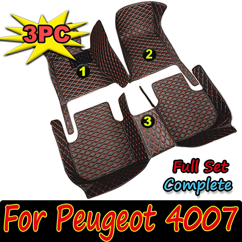 Car Floor Mats For Peugeot 4007 Mitsubishi Outlander Citroën C-Crosser 2007~2012 Rugs Carpets Leather Mat Pad Car Accessories