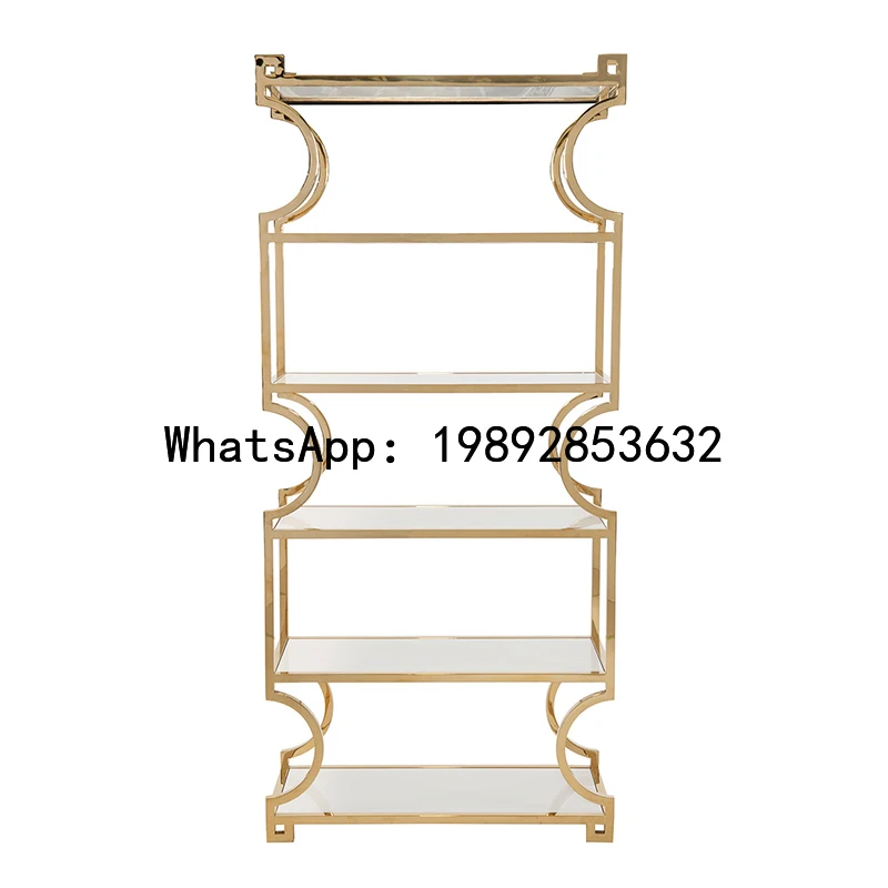 

XL Curved Design American Modern Furniture Bookshelf Storage Rack Stainless Steel Layer Shelf
