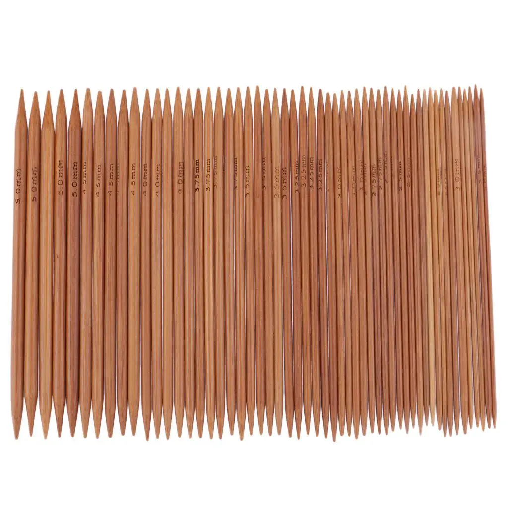 55 Pcs. Double-sided Knitting Needles Bamboo Set 11 Size 2.0mm-5.0mm