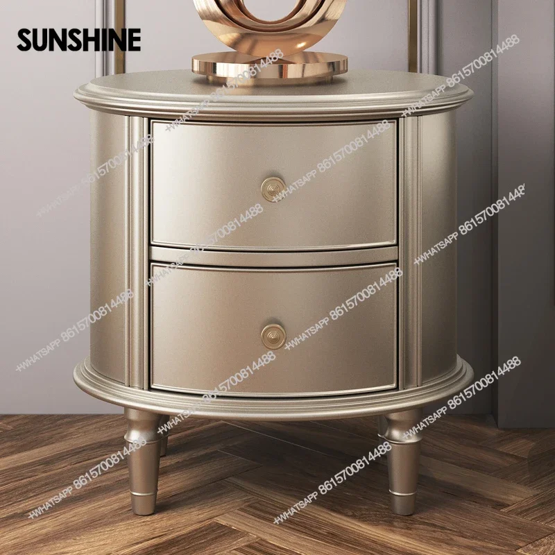 American light luxury bedside table, champagne gold, all solid wood bedroom, bedside locker, second chest cabinetX