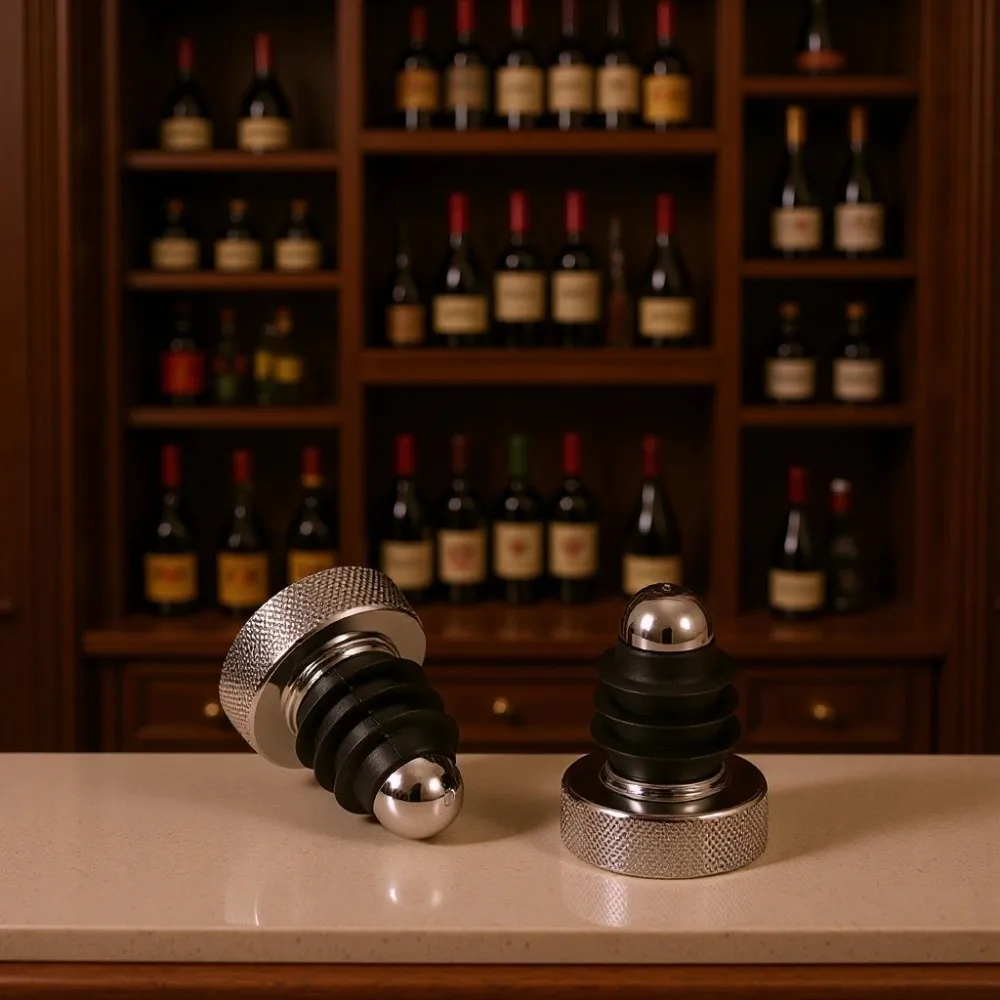 

Airtight Seal Reusable Wine Stopper Zinc Alloy Press Type Wine Bottle Stopper Bar Tools Durable Wine Preserver Wine Cabinet