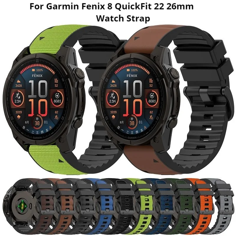 

Ремешок для часов Garmin Fenix 8 QuickFit для Garmin 26 22 мм Fenix E 8 47 51 мм 7 7X 6 6X 5 5X нейлоновый силиконовый кожаный ремешок-браслет