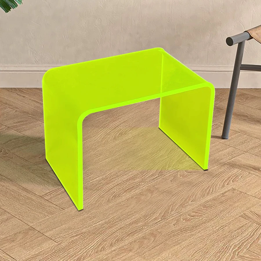 أثاث منزلي حديث وبسيط على شكل حرف U من الأكريليك الشفاف ومسند للقدمين مقعد أحذية منخفض #6