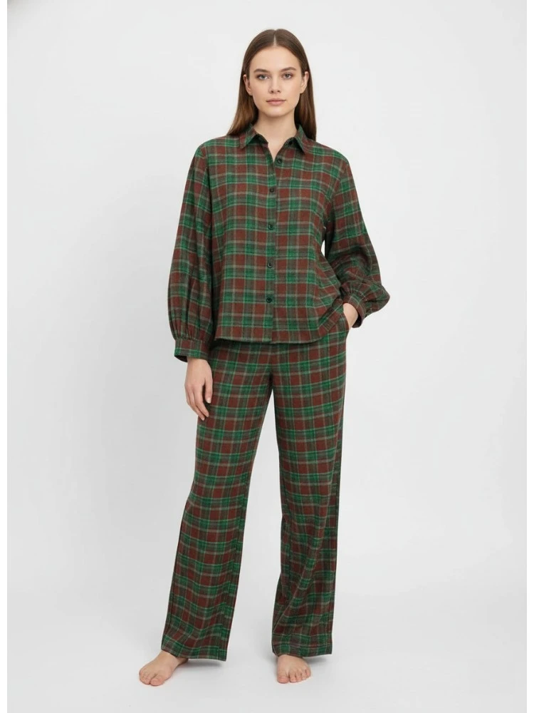 กางเกงลำลองลายสก็อตผู้หญิง Bonboho รุ่นใหม่ประจำฤดูใบไม้ร่วงปี 2025 เอวสูง ทรงหลวม ขากว้าง เหมาะสำหรับใส่ในชีวิตประจำวันและออกงาน จับคู่กับเสื้อผ้าได้หลากหลาย