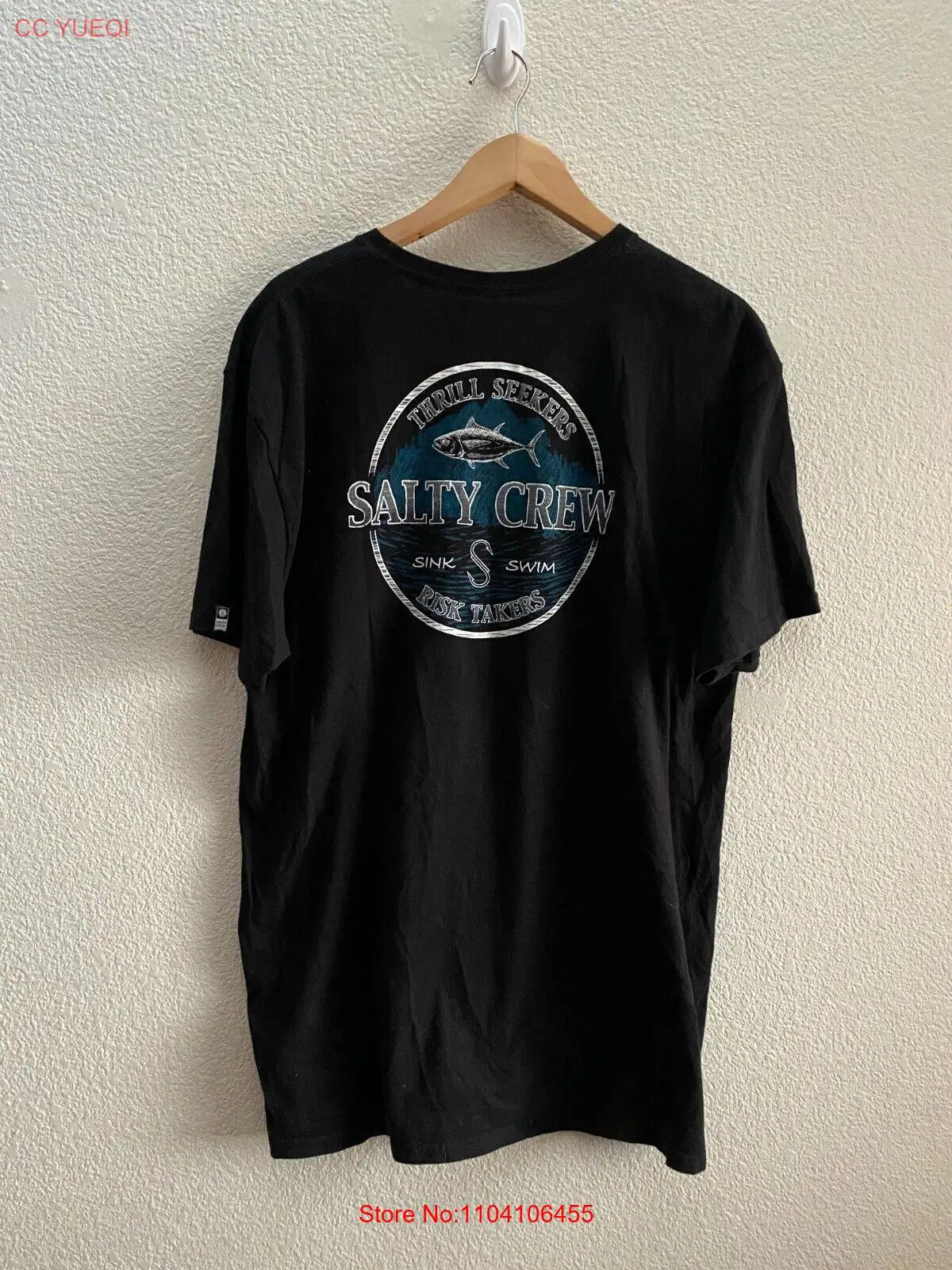 Salty Crew Sink Swim Risk Takers Fish Fishing Beach Ocean T-Shirt Men's XL Black