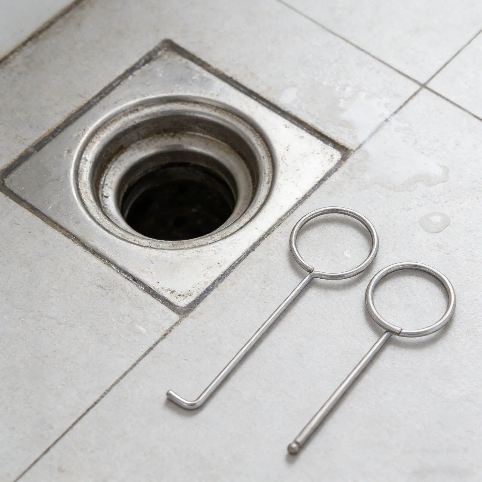 2Pcs Stainless Steel Drain Grate Hook Lifting Tool Shower Kitchen Drain Cover Removal Key Cleaner Unclogging Lift Out Key