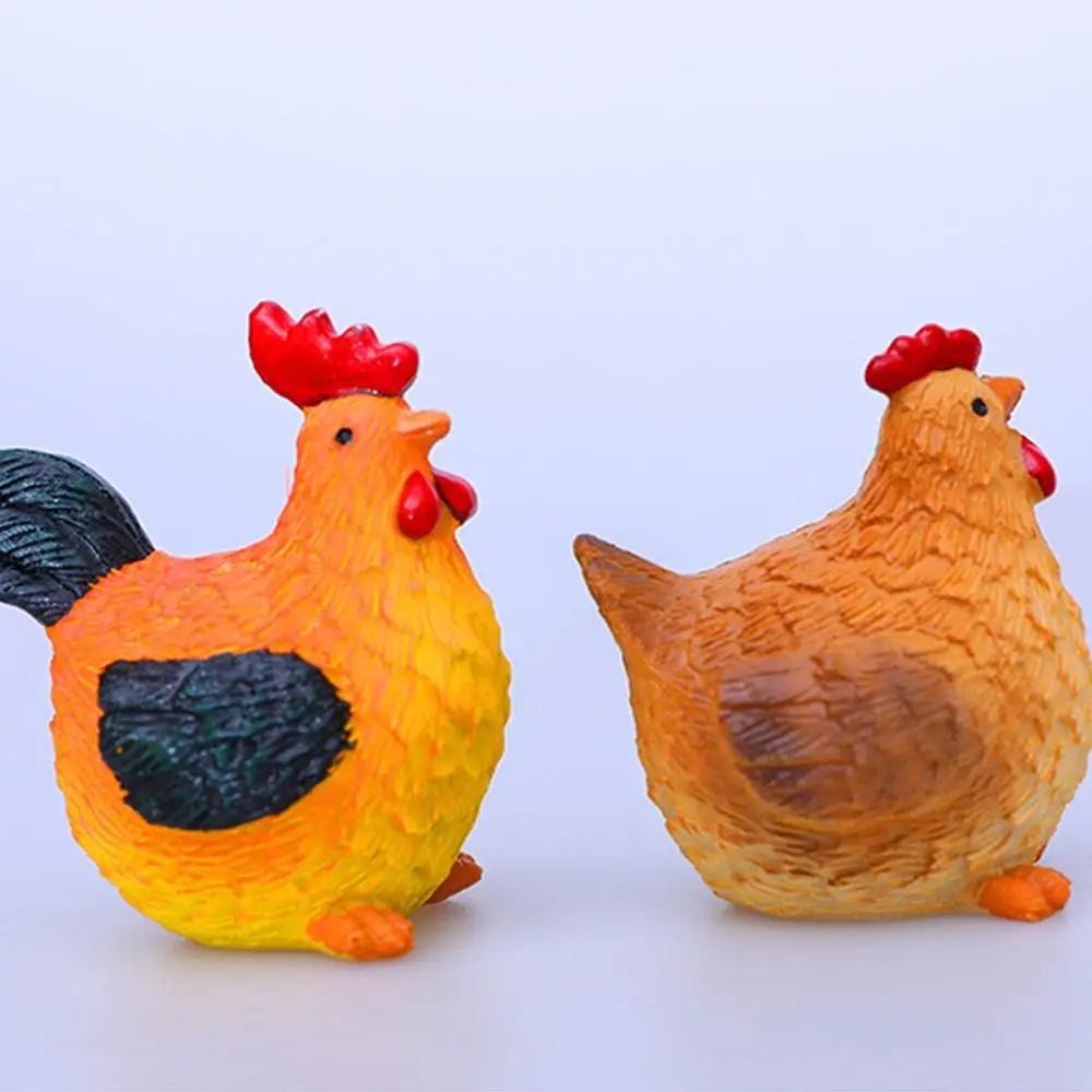 Cartoon Easter Chicken Figurines Resin Crafts Realistic Hen Rooster Ornament Handicraft Cute Animal Sculpture