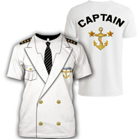 Summer Fashion Mens Cosplay Navy Captain T shirt 3D All Over Printed Unisex Tshirt street Casual Sports White Uniform T-shirt