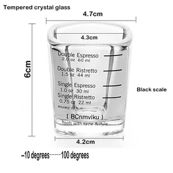 Measuring Cup Glass 60ml Espresso Coffee Ounce Roasting Square Baking Measuring Cup with Scale Glass Measuring Cup