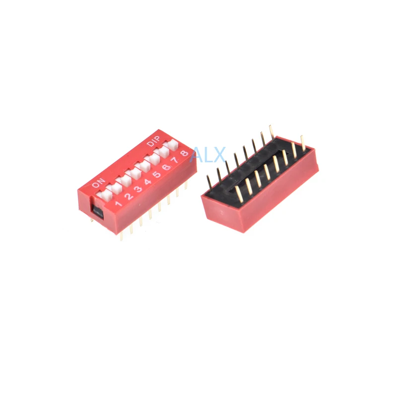 10PCS red 8p dip 8 Position TOGGLE switch doule Row 8PIN PITCH 2.54MM Slide Switches 8 PIN