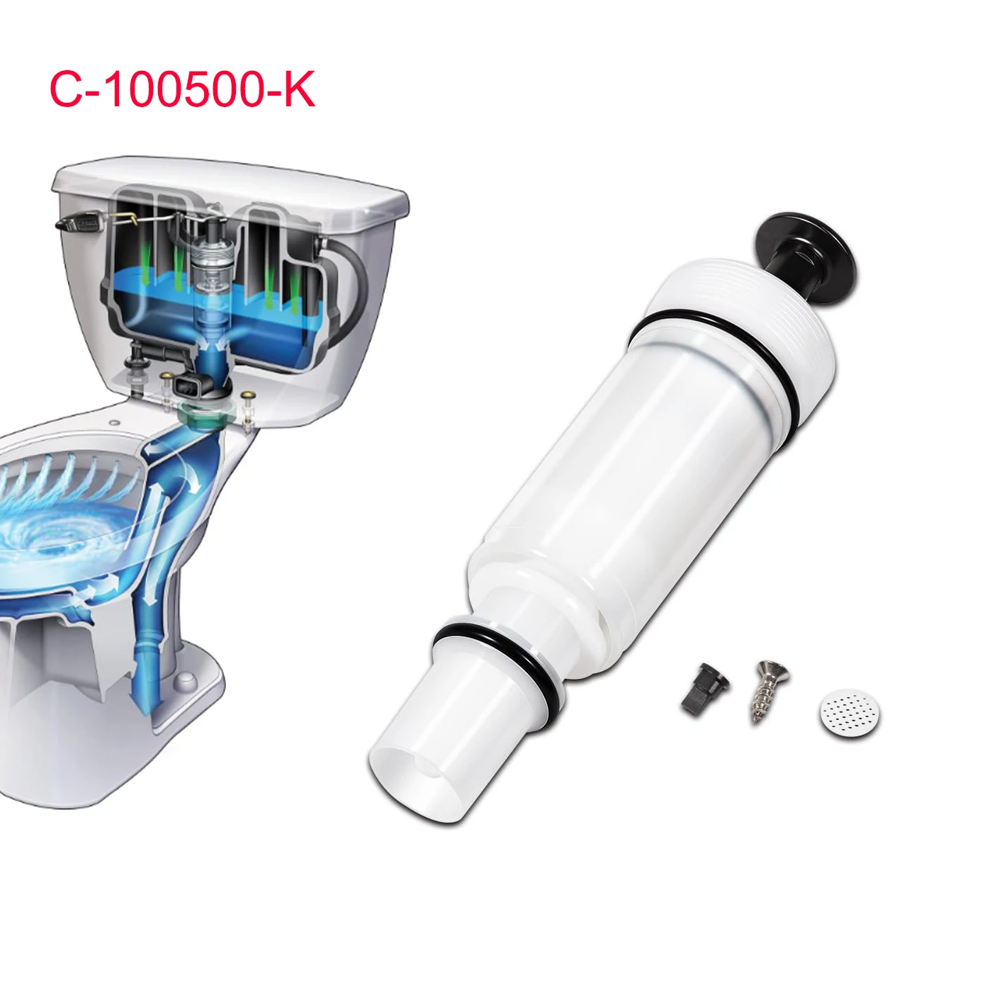 

Replace for C-100500-K Flushmate Cartridge Toilet Piston Cartridge Parts 500 501 501A 501B 503 504 Series Flushmate Tank System