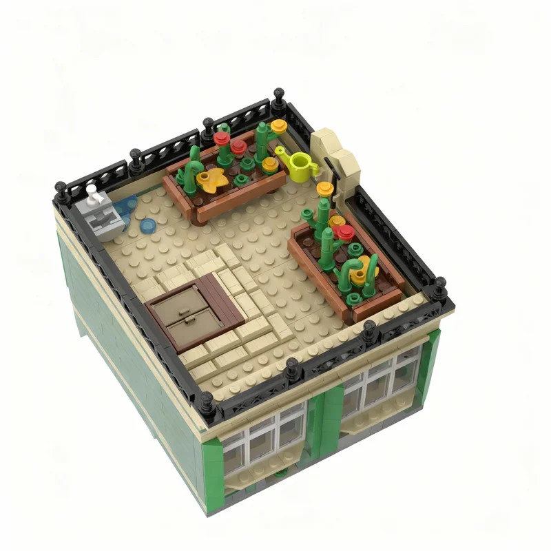 1098 elementów MOC Modularny Model Uliczny Sklep Roślinny Zestaw Klocków Prezent na Boże Narodzenie Zabawki Architektura Składanie Kreatywne DIY Pomysł