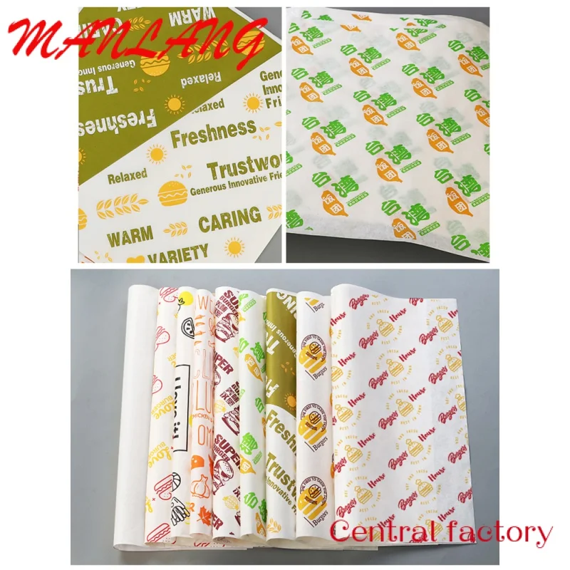 Custom  Hamburger Paper Wrapper  Customized Hamburger Restaurant Cake Grease Proof Hamburger Paper Fast food packaging