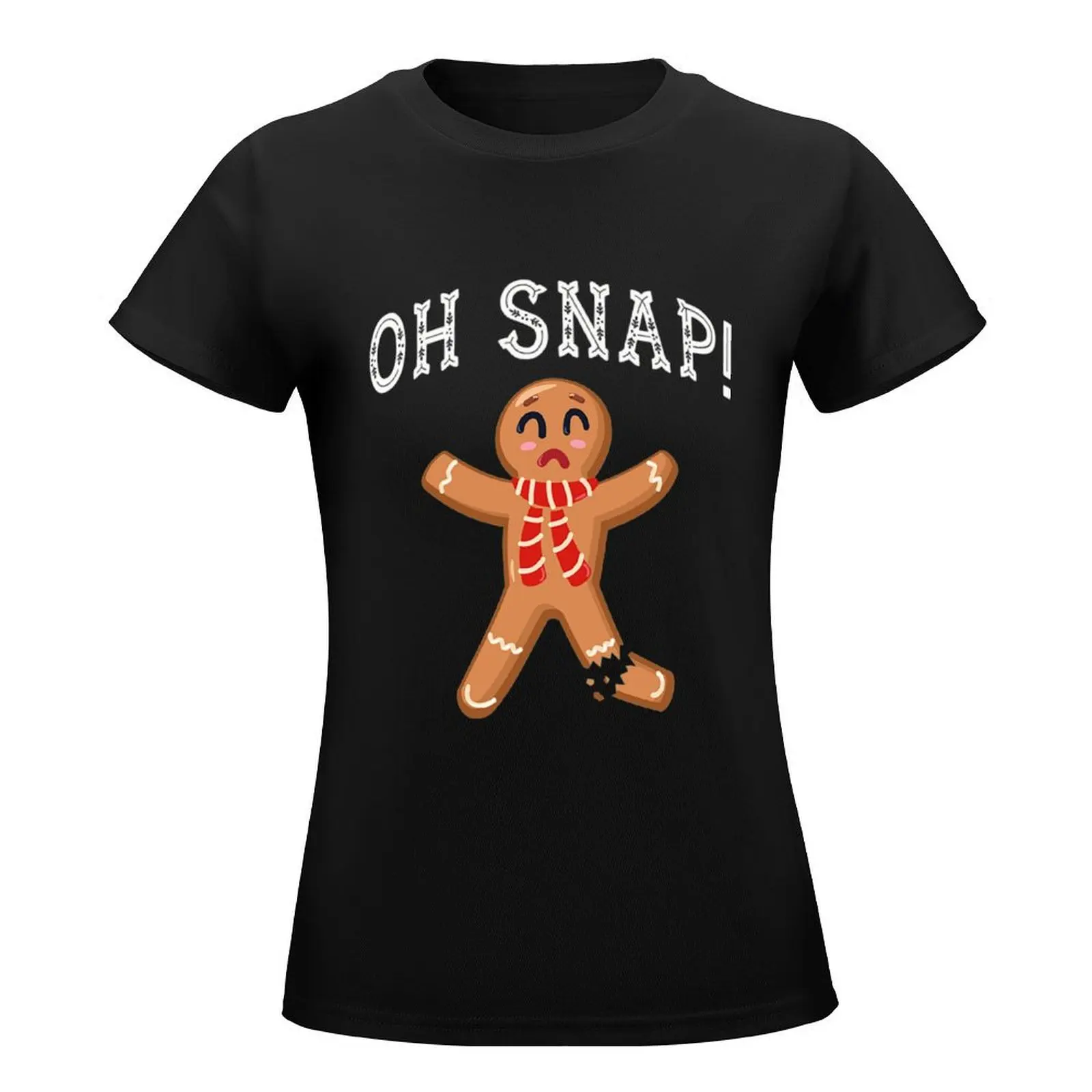 Oh Snap! Funny Christmas Gingerbread man leg snapped T-Shirt Blouse female summer clothes Women clothes