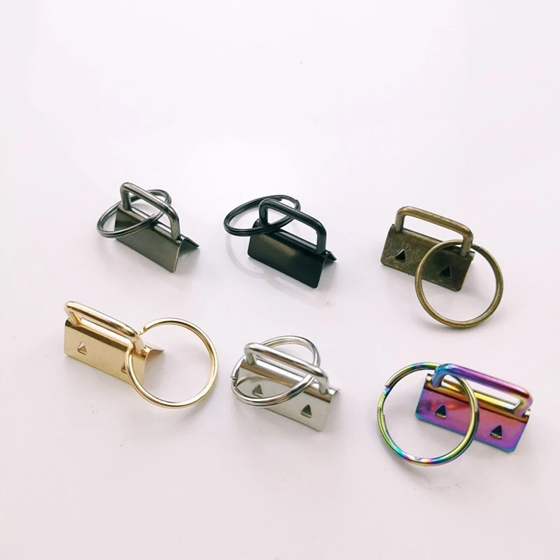 60PCS Multicolor Webbing Tail Clip 25mm with Key Ring Tail Clip Metal Accessories for Luggage Belts Making Bag Wristlets Supply