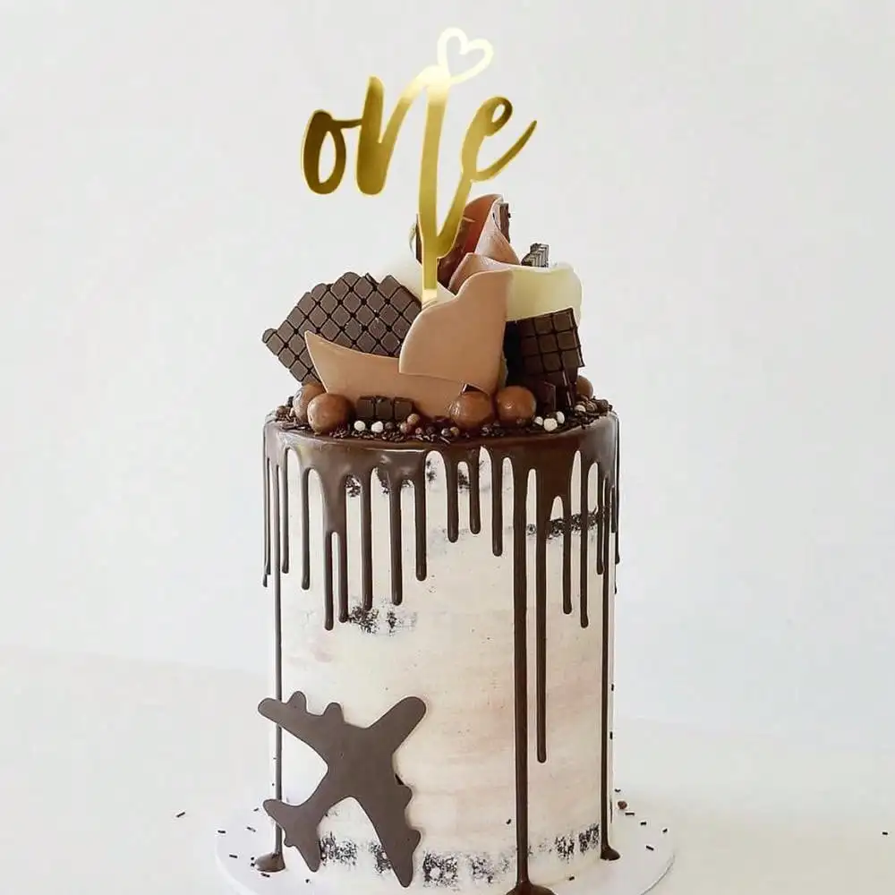 3pcs New Gold Acrylic One Two Three Baby Shower Cake Topper for Baby Kids Birthday Party Supplies Cake Decorations