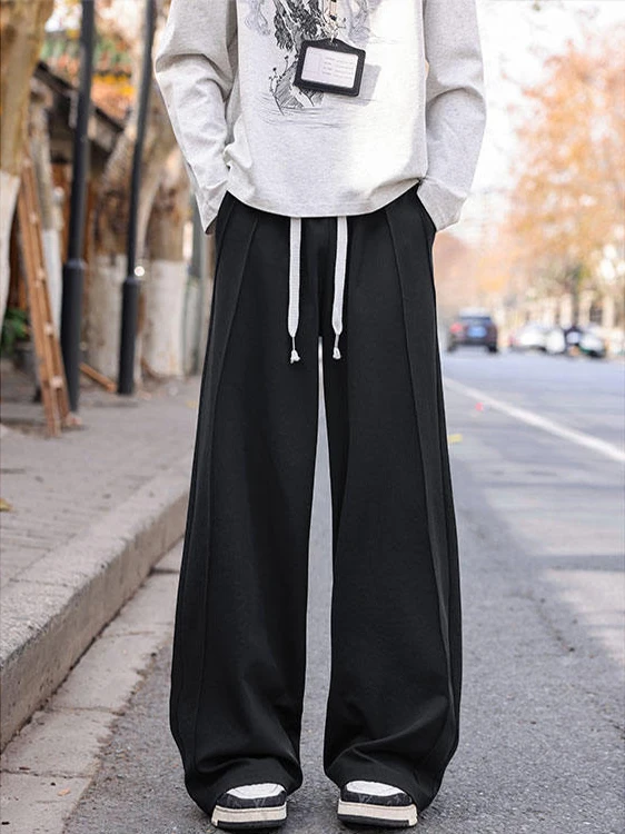 

American Spor Casual Men's Pants Spring Trendy Lazy Sle Drapey Large Size Loose Straight Leg Trousers Faionable Leisure...