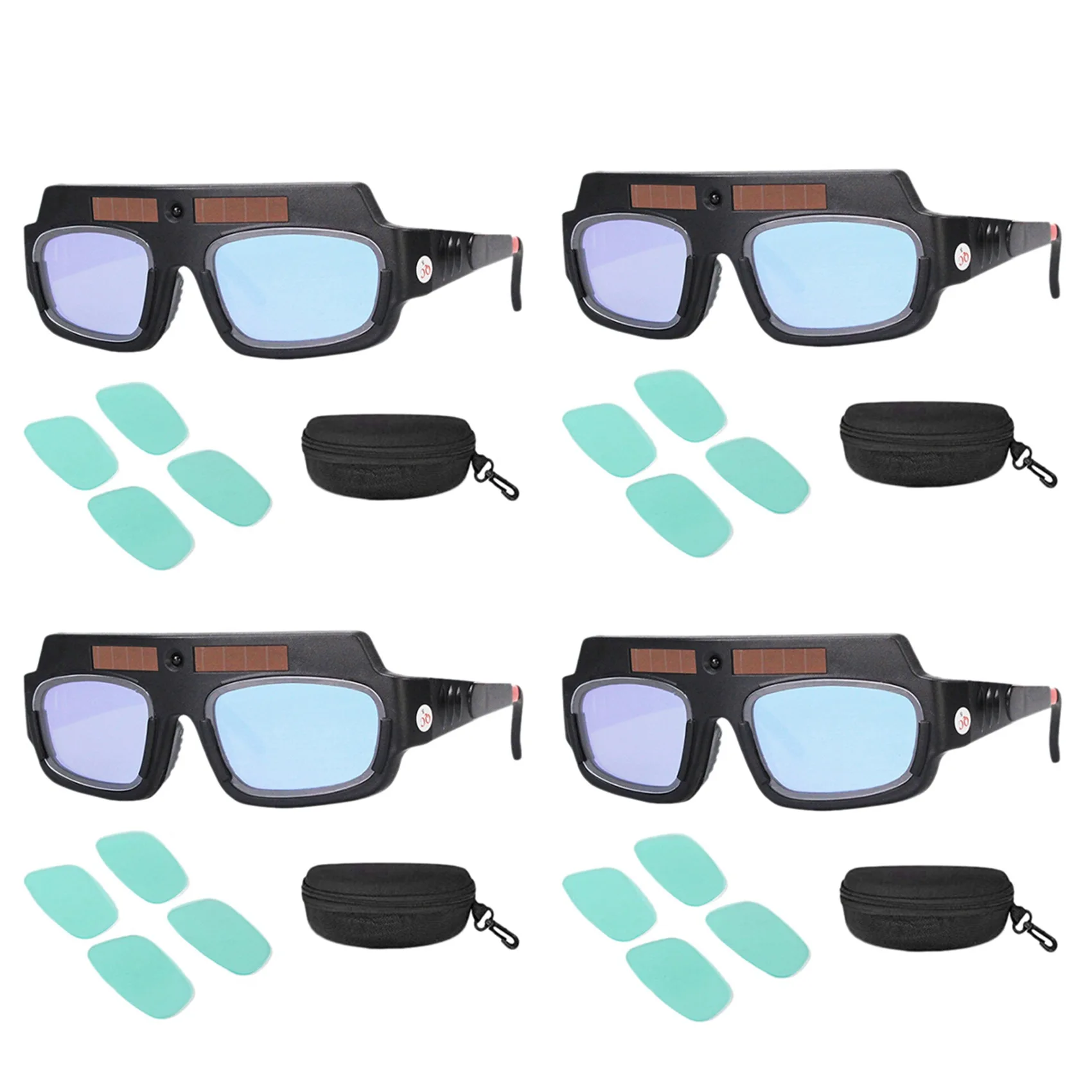 abji-4x-ソーラー式自動遮光溶接マスクヘルメットゴーグル溶接メガネアーク耐衝撃レンズ収納ケース付き