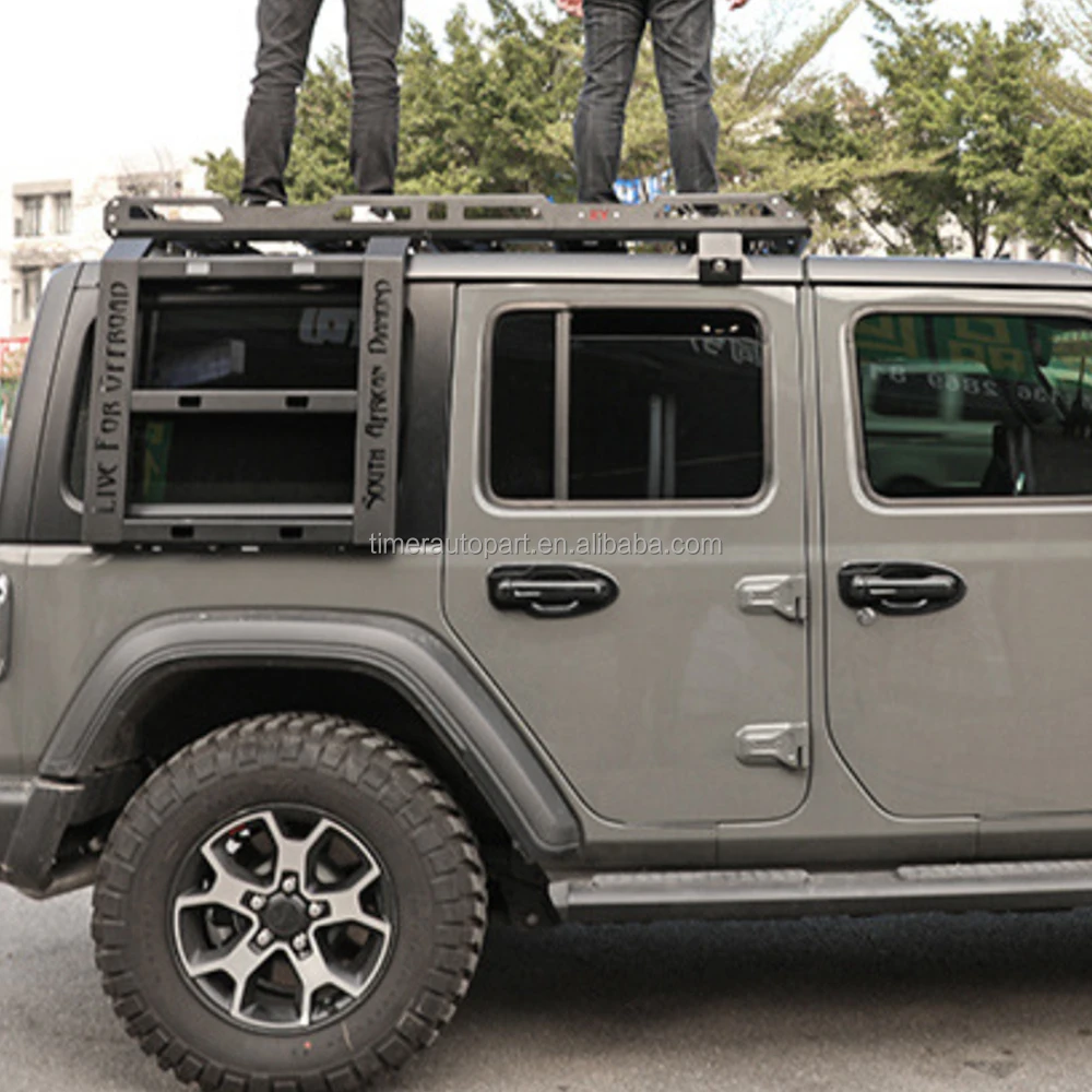 

Прохладный автомобильный стальной внедорожный пикап, багажник на крышу Wrangler JL 2018, багажник на крышу с багажным лотком для хранения и путешествий