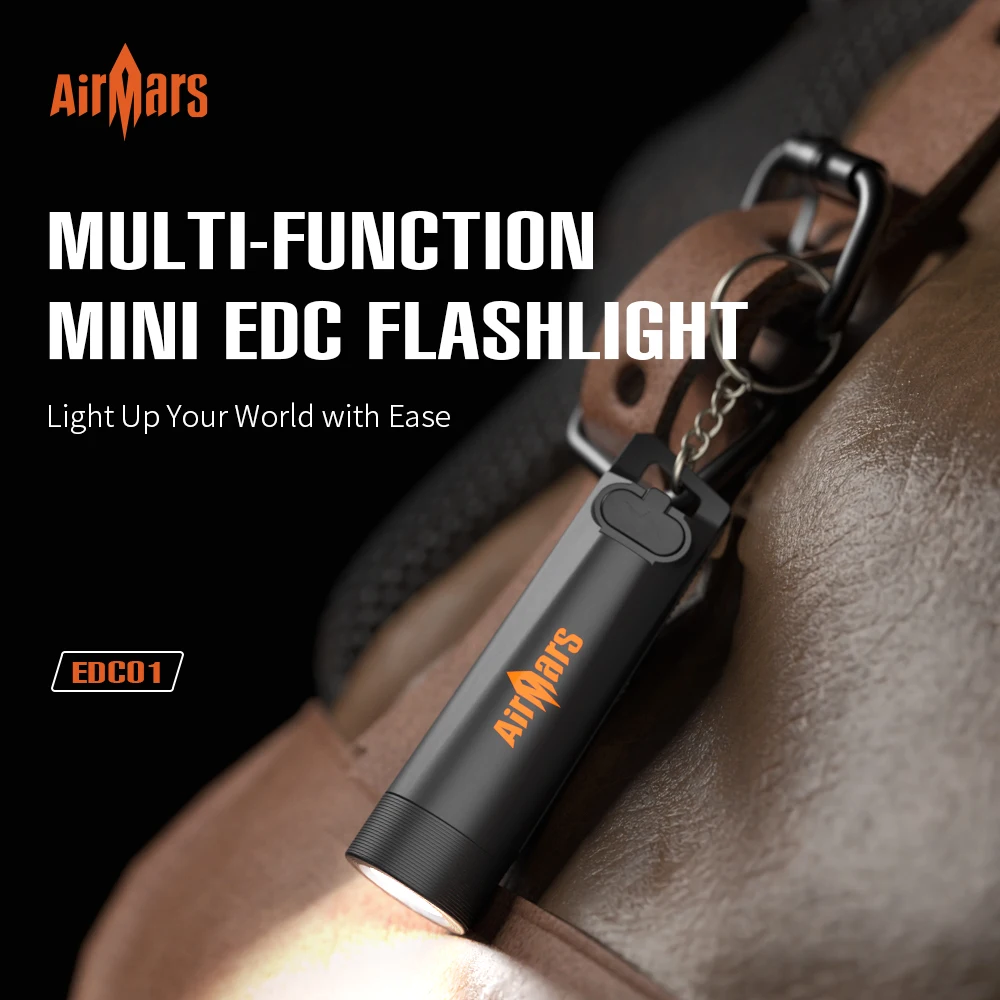 Airmars Multi-functional Mini Flashlight Six-speed Brightness Adjustable, Strong UV Light, Suitable for Self-defense