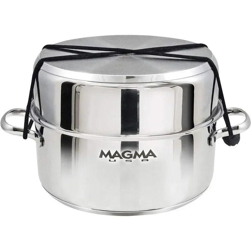 Magma Products, A10-366-2-IND Gourmet Nesting Stainless Steel Induction Cookware Set with Non-Stick Ceramica (10 Piece), silverB