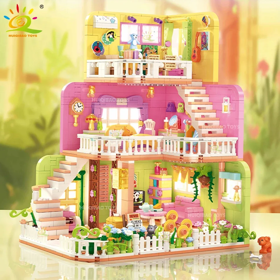 

HUIQIBAO Friends House Garden Store Mall Mini Building Blocks Street View Mirco Bricks City Construction Toys For Children Gifts