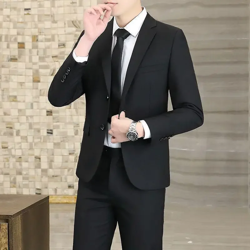 Western-style Men's Suit Jacket Business Casual Spring Autumn Top Tuxedo Grooming Professional Wedding Party Dress