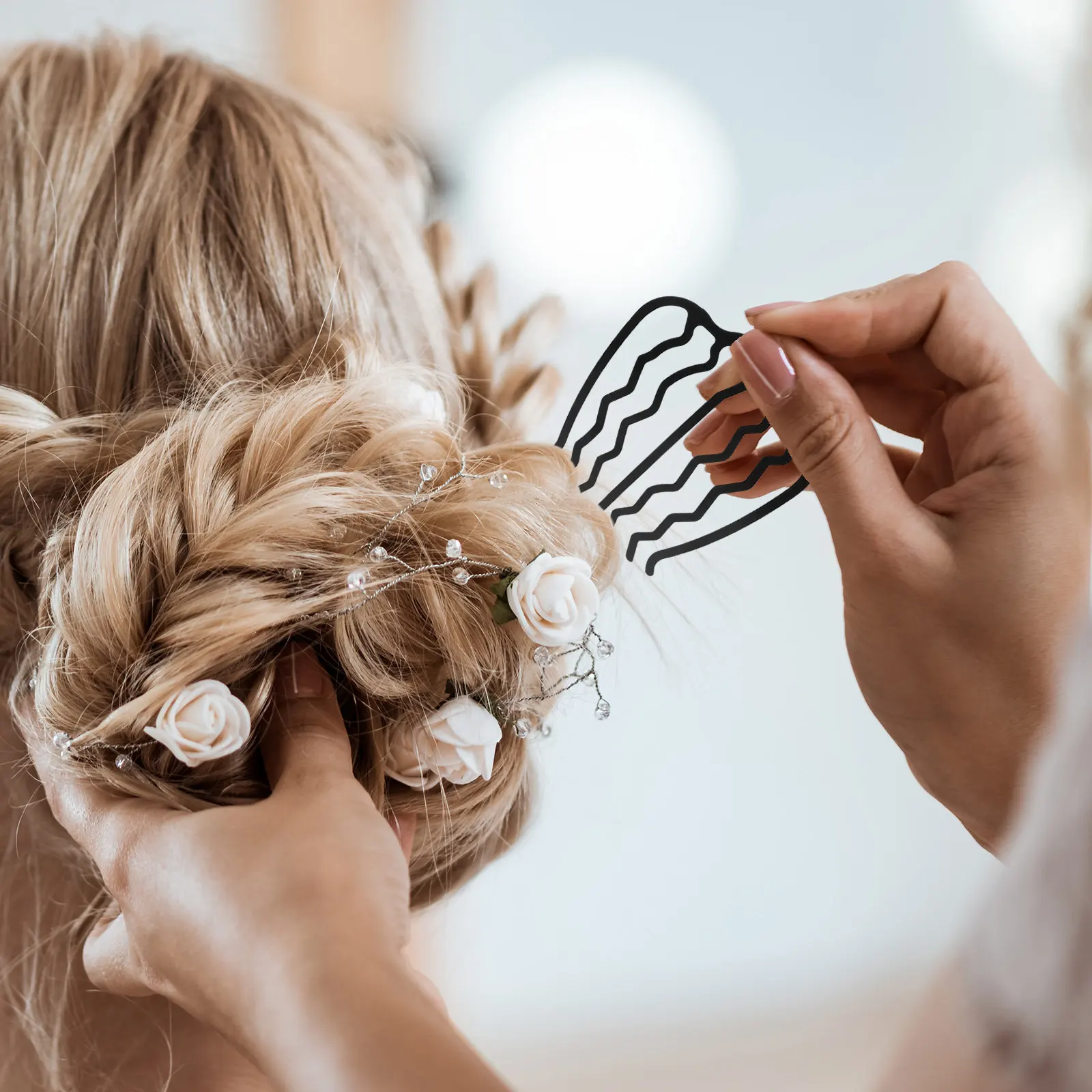 6Pcs Metal Hair Side Combs U Shape Pins Vintage Retro Updo Hair Fork Accessories for Women Updo Bun Side Comb French Twist Comb