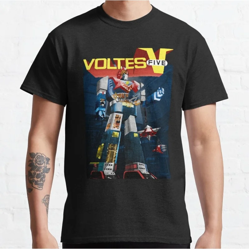 

Voltes V Chogokin Retro Anime Gift t shirt Japan Robot Mecha graphic tee Y2K Clothes 100% Ccotton print clothing Large size Tops