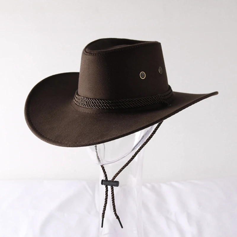 Fashion Western Cowboy Hat Wide Brim Solid Color Basin Hat All-match for Unisex Drop Shipping