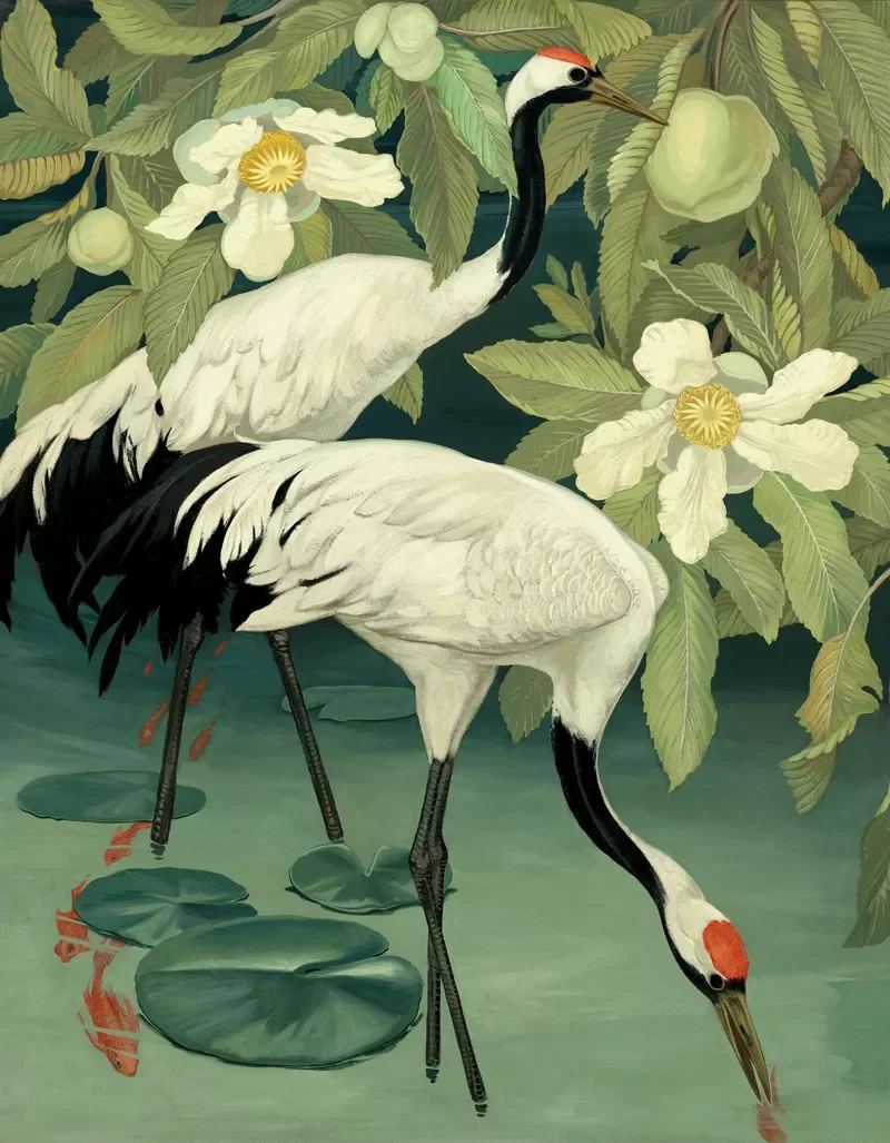 Red-crowned Crane Art Picture Print Silk Poster Living Room Decor Home Wall