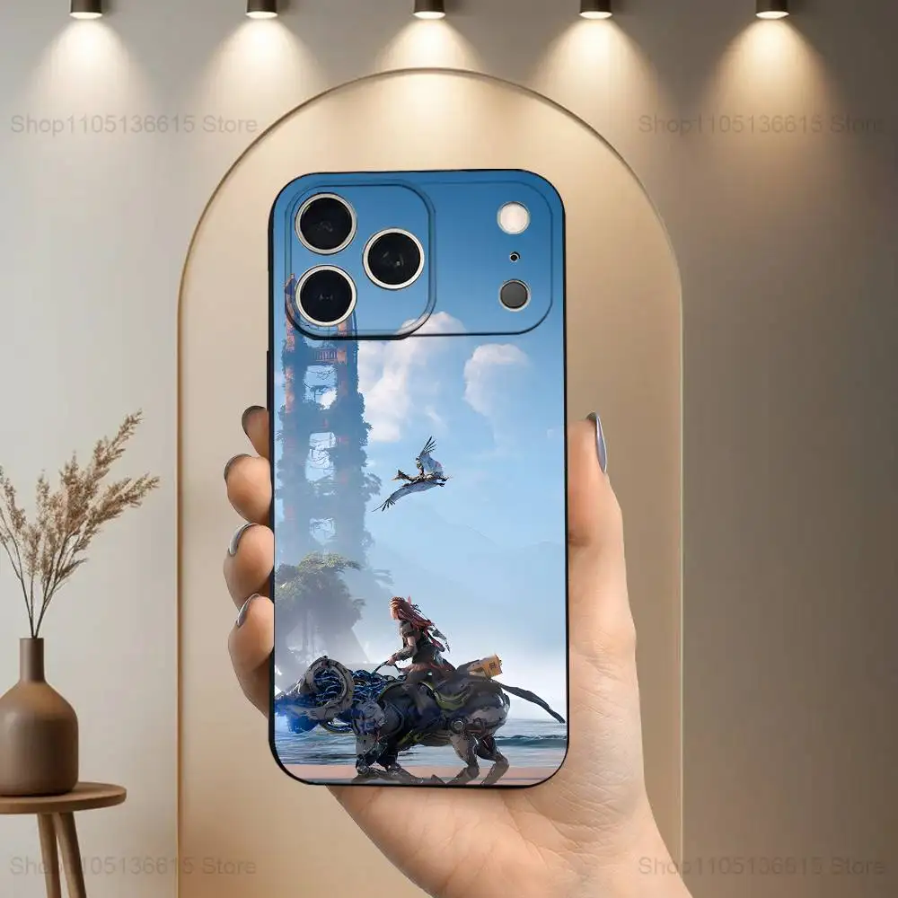 حافظة ألعاب H-Horizon Z-Zero D-DAWN لهاتف iPhone 17,16,15,14,13,12,11 Air,Plus,Pro Max,XS,X,XR,SE,Mini,8,7,غطاء أسود من السيليكون الناعم