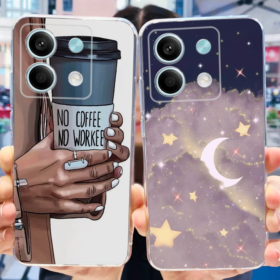 غطاء خلفي مطاطي ناعم شفاف ، نمط ملون ، شاومي ريدمي نوت 13 4G ، 13 برو ، 13R برو