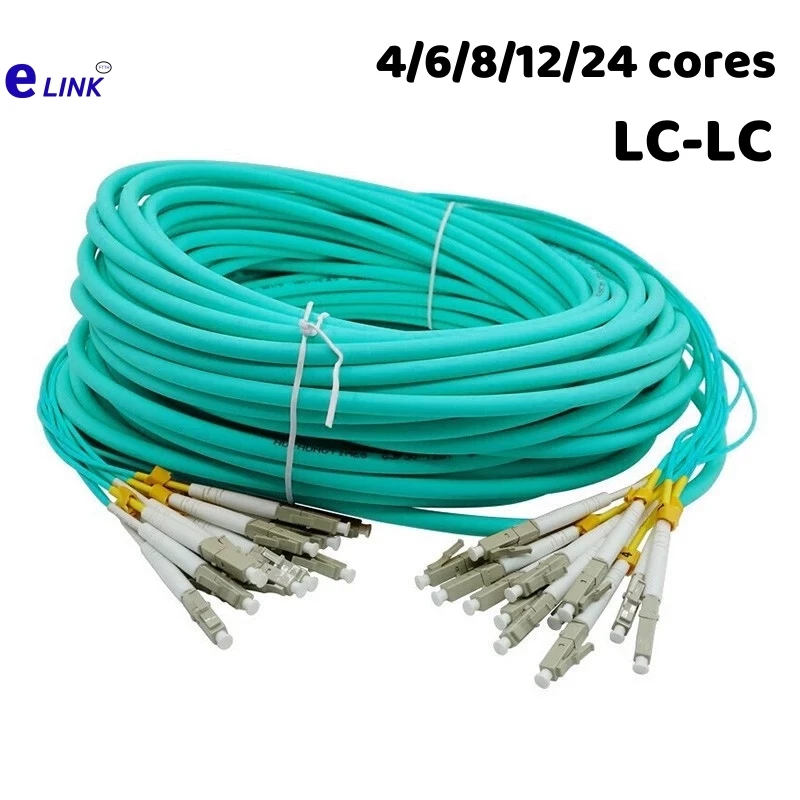 fiber patchcord bundle indoor OM3 LC-LC 4/6/8/12/24 cores optical jumper Multimode optical fibre patch lead 4C 6C 8C 12C 24C 10m