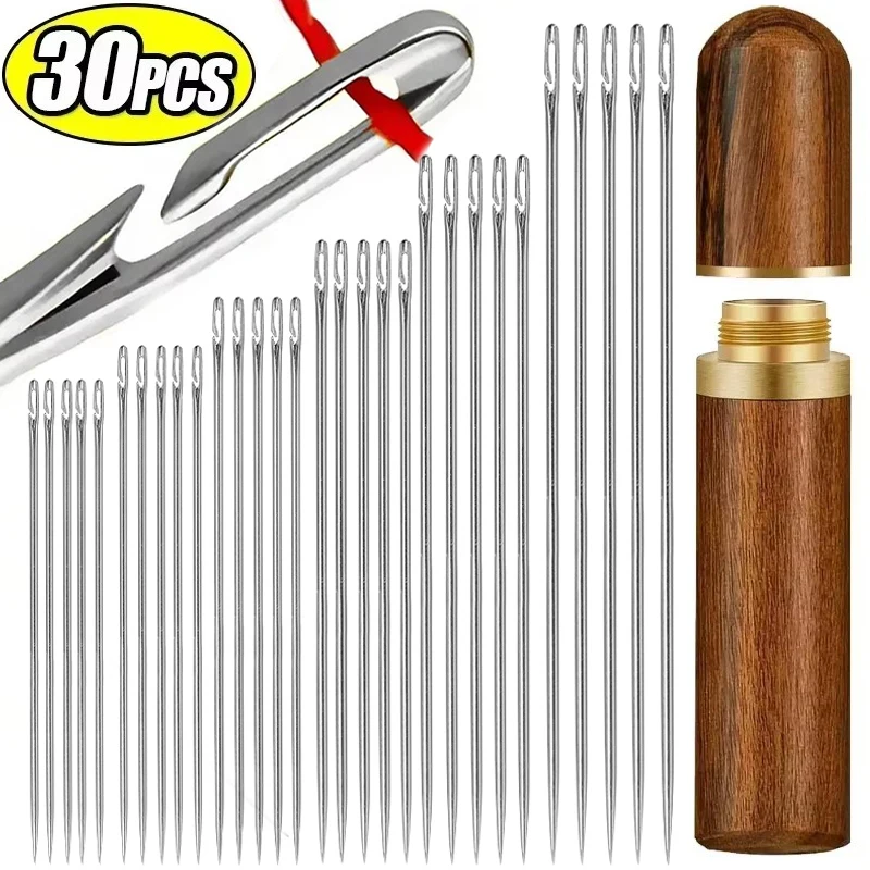 Side Hole Blind Sewing Needles Stainless Steel Elderly Needles Hand Sewing Stitching Pin DIY Home Self Threading Needle with Thi