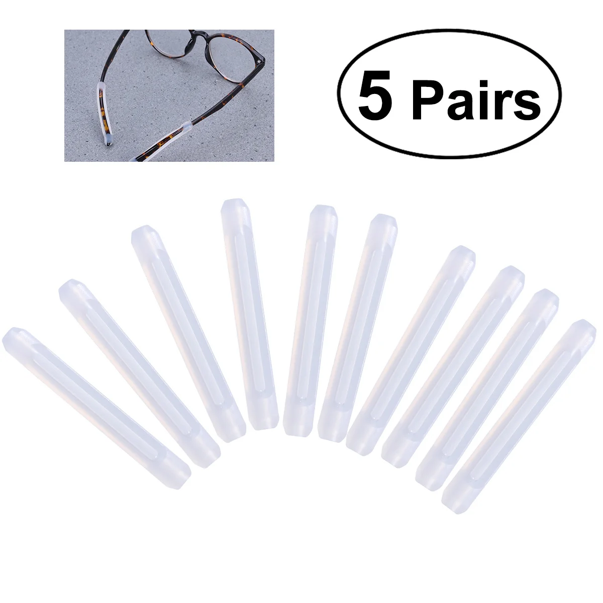 

5Pairs Non Slip Silicone Ear Hooks for Glasses Eyewear Secure Fit All Eyeglasses Sunglasses Outdoor Activities 55mm 7mm 28mm