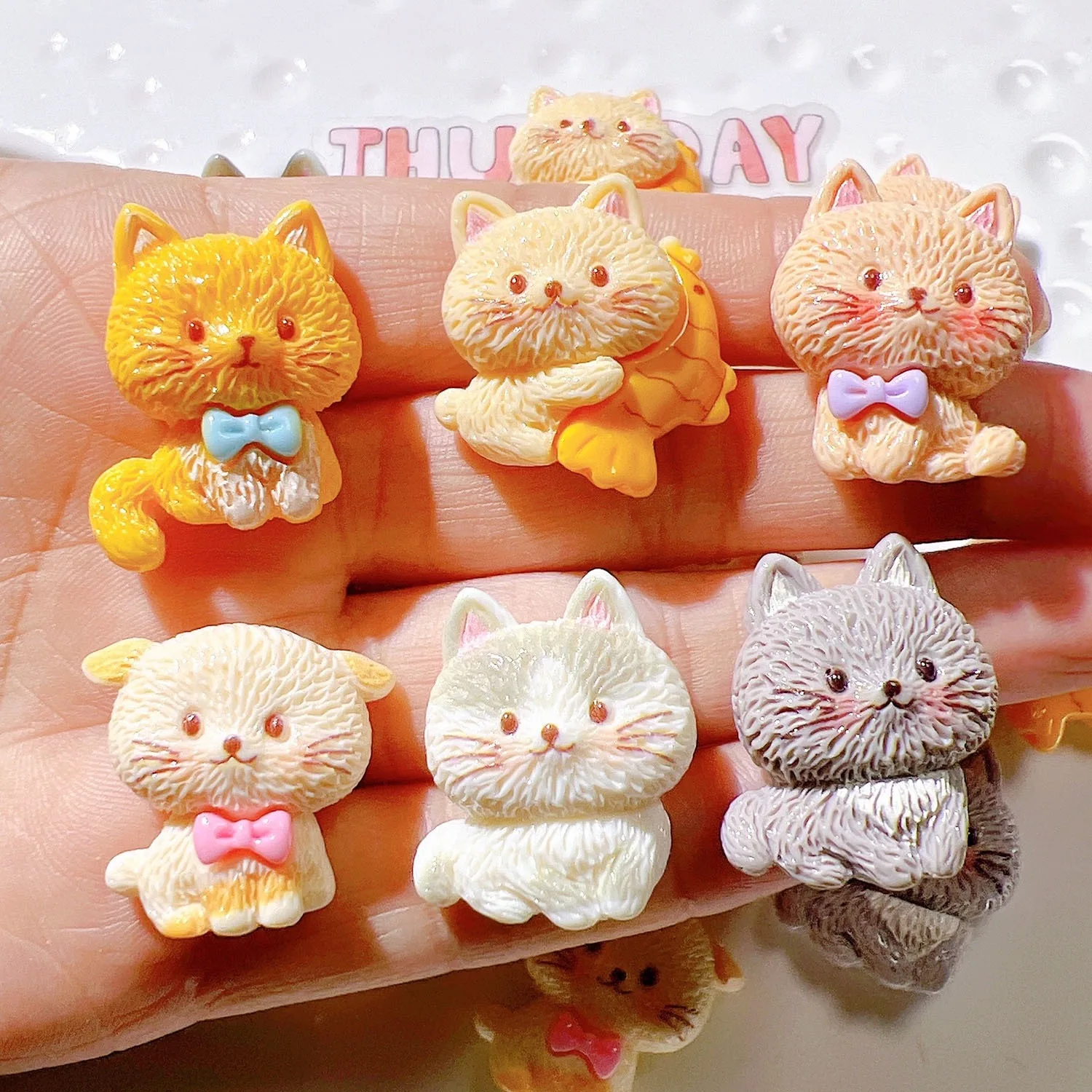 10Pcs Resin Cartoon 3D Cute Cat Series Flat Back Scrapbooking DIY Jewelry Craft Decoration Accessories