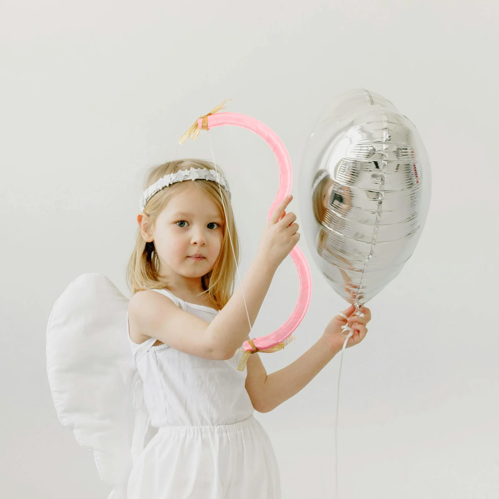 

1 Set Cupid Bow Arrow Set Valentine Costume Durable Halloween Angel Prop Mini Bow Heart Tip Skill Development Safe Play