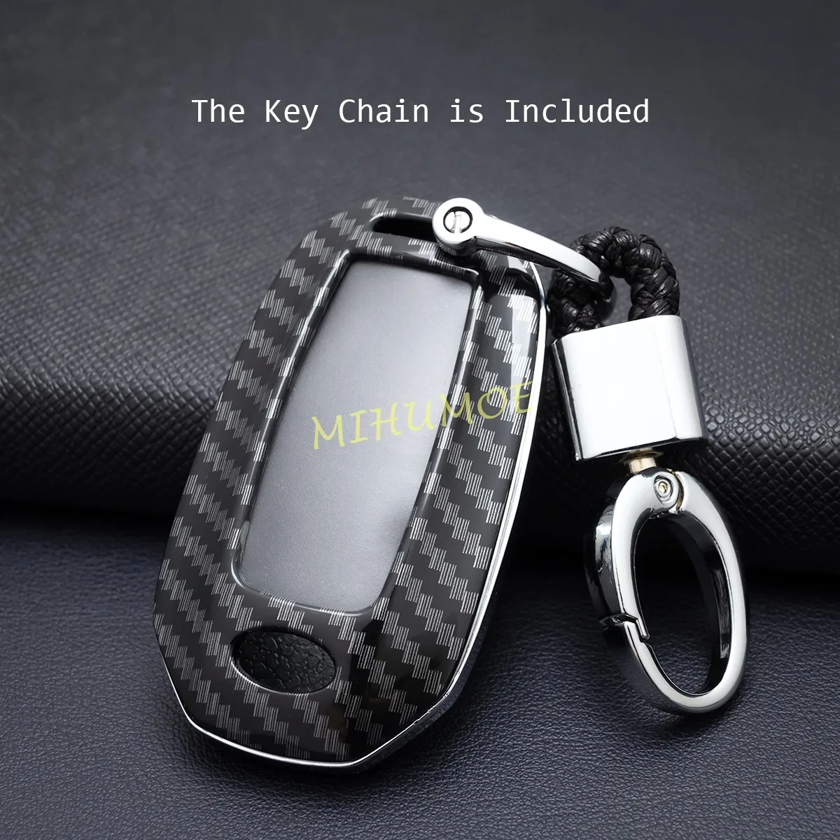 Carbon Fiber Look Car Key Case Cover Shell Fob Keychain For Infiniti Q50 Q60 QX50 QX55 QX60 2022 2023 2024 Accessories