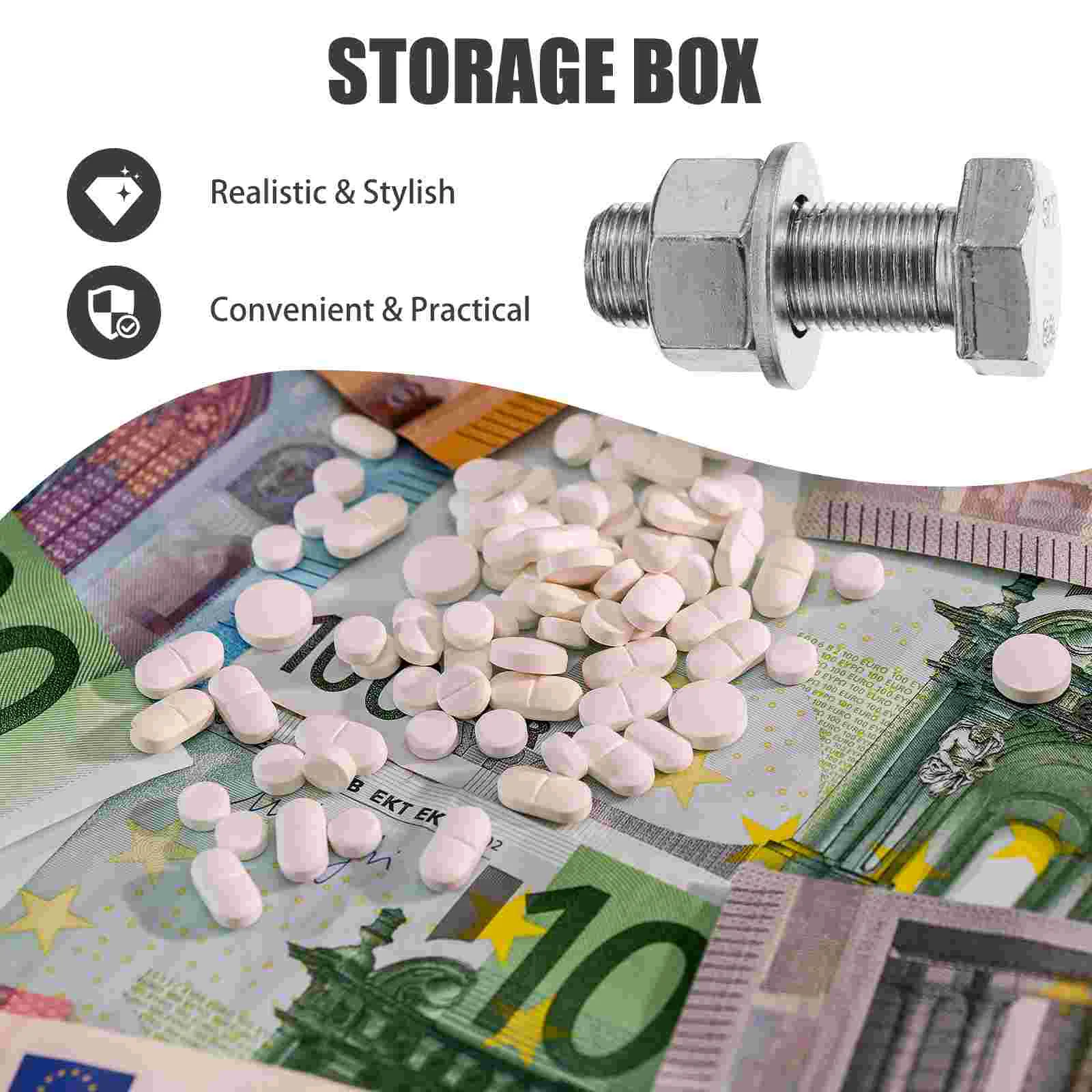 Caja de dinero de tornillo, almacenamiento secreto, estuche oculto para pastillas, contenedor pequeño, botella de medicina, organizador seguro de acero al carbono