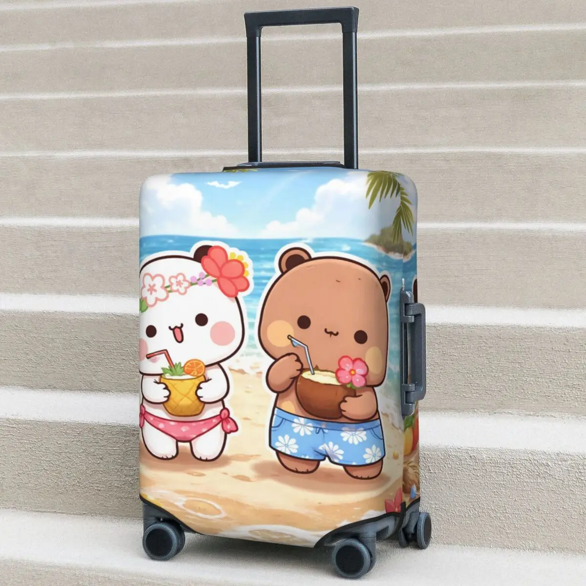 

Bubu Dudu Cute Cartoon Bear Suitcase Cover Cruise Trip Protector Flight Elastic Luggage Case